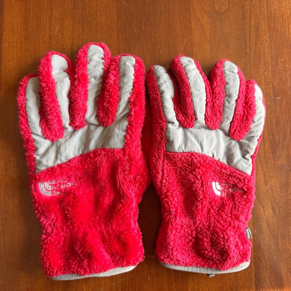 THE NORTH FACE Girls Size Large Pink Osito Fleece Gloves Ski Snow